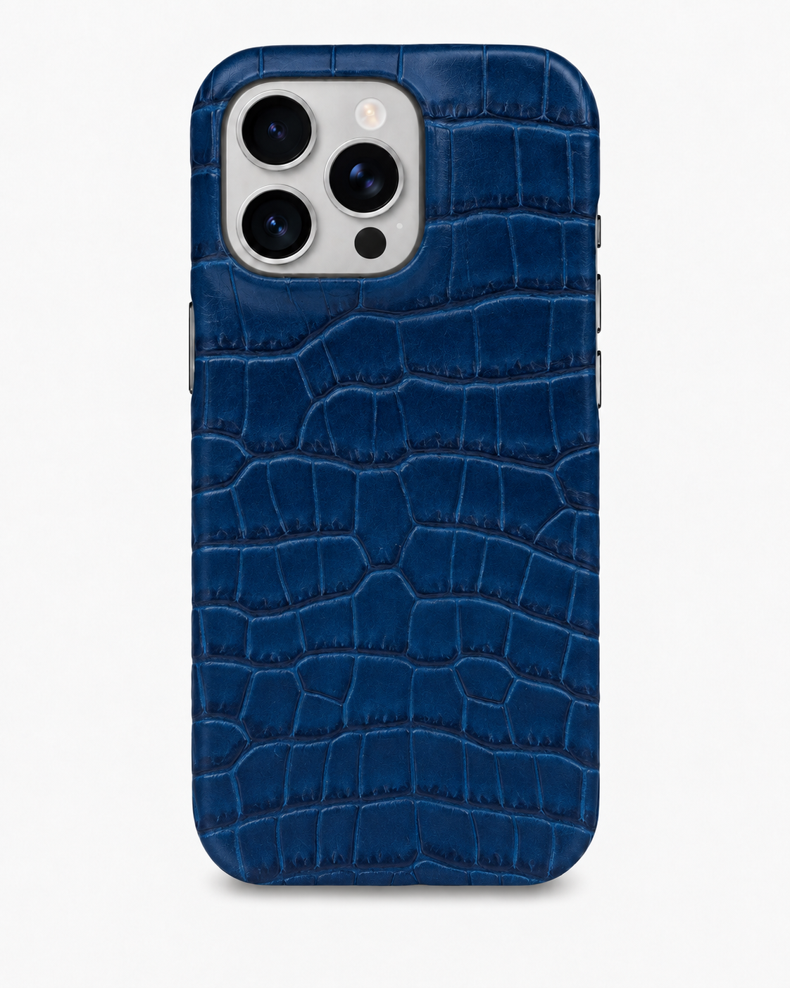 iPhone 16 Pro — Veau embossé crocodile — Bleu — Voir l’image 1