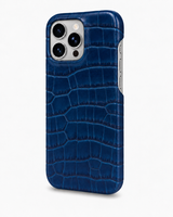 iPhone 16 Pro — Veau embossé crocodile — Bleu — Voir l’image 2