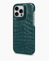 iPhone 16 Pro — Veau embossé crocodile — Vert foncé — Voir l’image 2