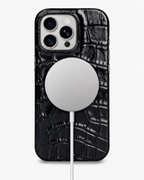 iPhone 16 Pro — Veau embossé crocodile — Noir brillant — Voir l’image 5