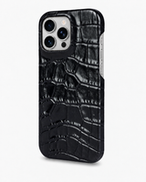 iPhone 16 Pro — Veau embossé crocodile — Noir brillant — Voir l’image 2