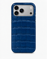 iPhone 17 Pro — Veau embossé crocodile — Bleu — Voir l’image 1