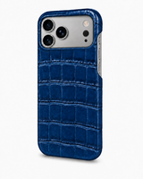 iPhone 17 Pro — Veau embossé crocodile — Bleu — Voir l’image 2