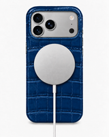 iPhone 17 Pro — Veau embossé crocodile — Bleu — Voir l’image 5