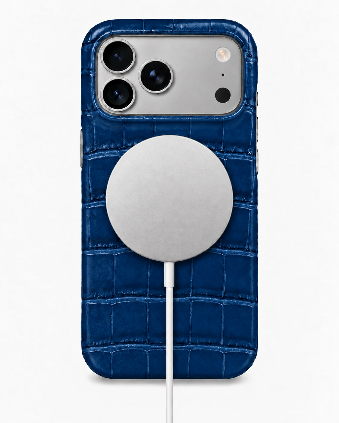 iPhone 17 Pro — Veau embossé crocodile — Bleu — Voir l’image 5