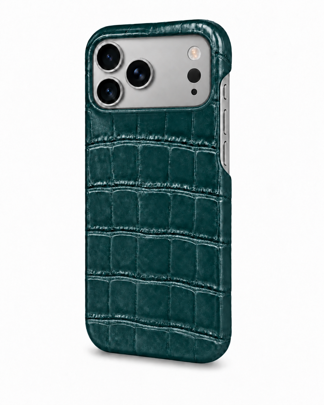 iPhone 17 Pro — Veau embossé crocodile — Vert foncé — Voir l’image 2