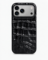 iPhone 17 Pro — Veau embossé crocodile — Noir brillant — Voir l’image 1