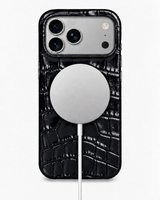 iPhone 17 Pro — Veau embossé crocodile — Noir brillant — Voir l’image 5
