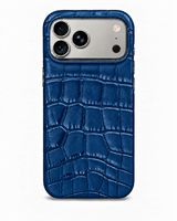 iPhone 18 Pro Max — Vitello stampato coccodrillo — Blu — Visualizza immagine 1