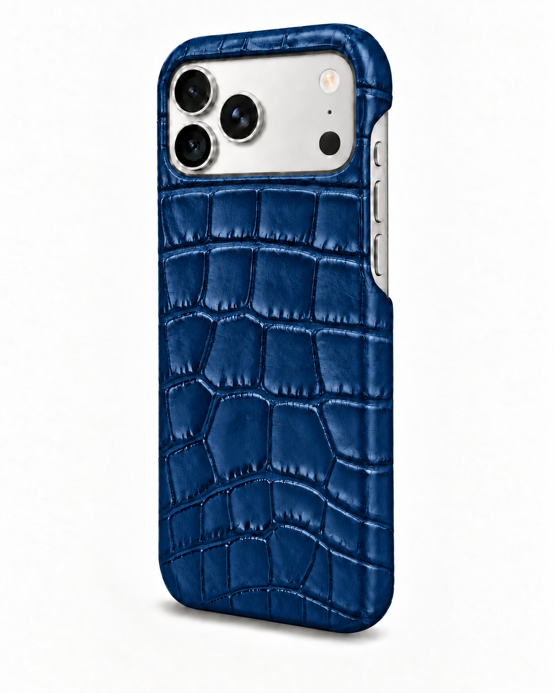 iPhone 18 Pro Max — Vitello stampato coccodrillo — Blu — Visualizza immagine 2