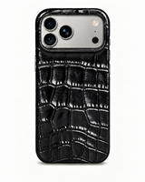 iPhone 18 Pro Max — Crocodile-embossed calfskin — Glossy Black — View image 1