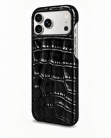 iPhone 18 Pro Max — Crocodile-embossed calfskin — Glossy Black — View image 2