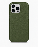 iPhone 16 Pro — Grained calfskin — Green — View image 1