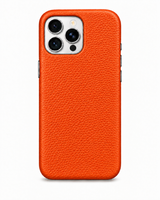 iPhone 16 Pro Max — Grained calfskin — Orange — View image 1