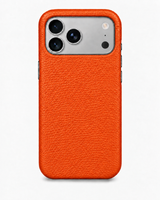 iPhone 17 Pro — Grained calfskin — Orange — View image 1