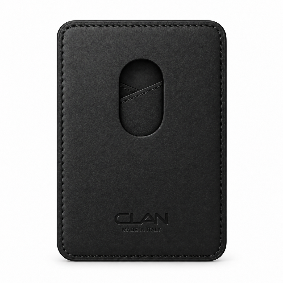 CLAN MagSafe Cross Pocket card holder — alligator and matching smooth calfskin — Black — back