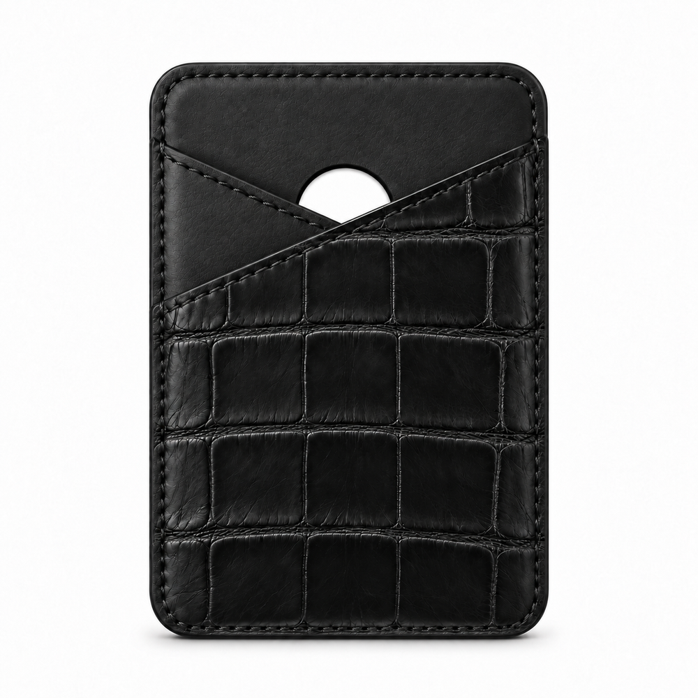 MagSafe Card Holder — Cross Pocket — Alligator — Black