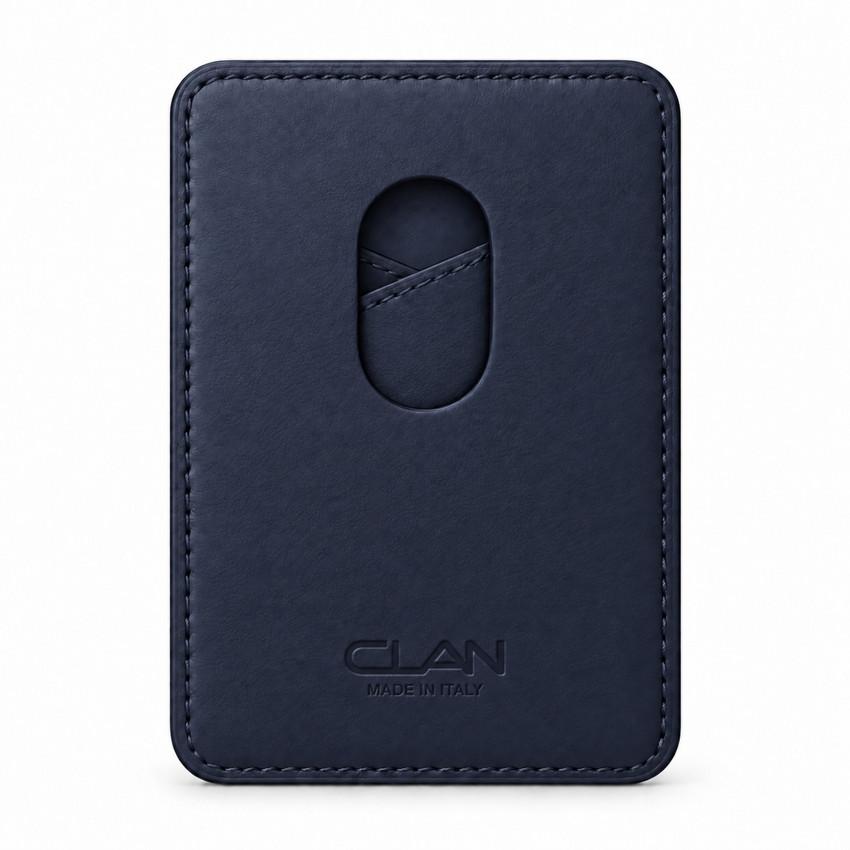 CLAN MagSafe Cross Pocket card holder — alligator and matching smooth calfskin — Blue — back