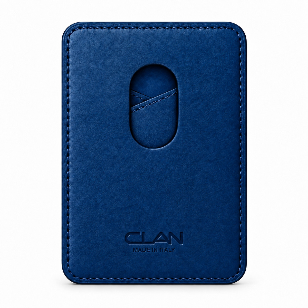 CLAN MagSafe Cross Pocket card holder — alligator and matching smooth calfskin — Blue Ocean — back