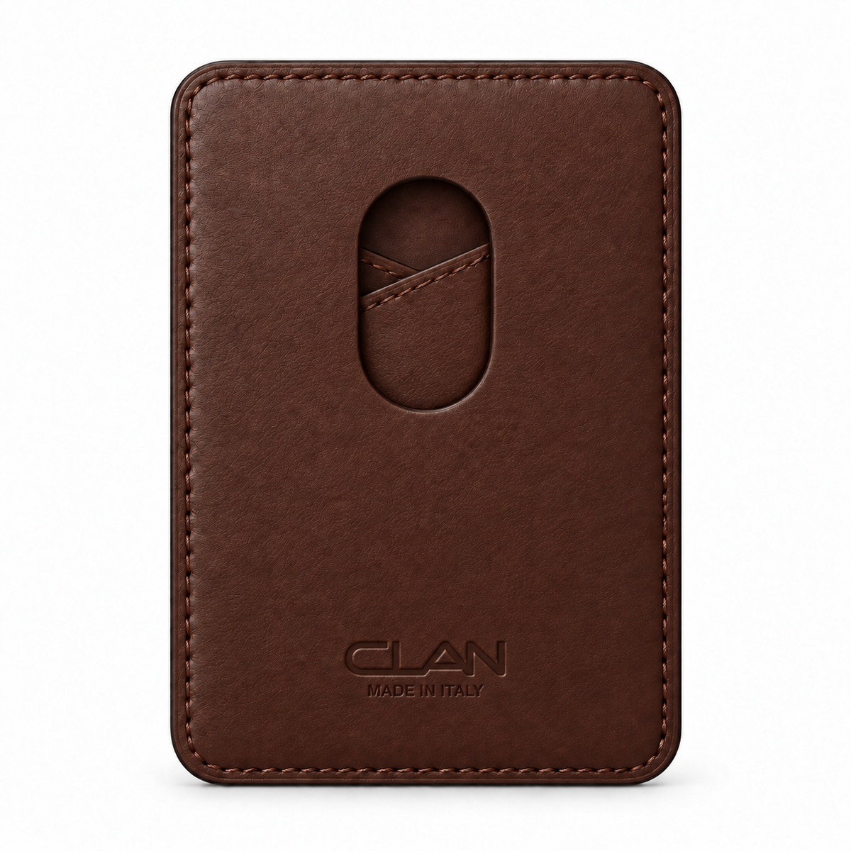 CLAN MagSafe Cross Pocket card holder — alligator and matching smooth calfskin — Brown — back