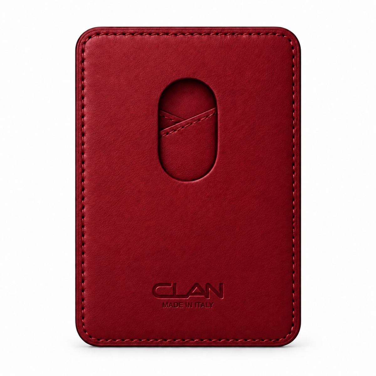 CLAN MagSafe Cross Pocket card holder — alligator and matching smooth calfskin — Cherry Red — back