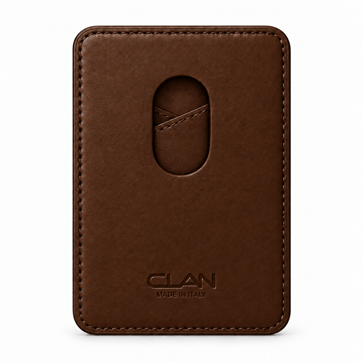CLAN MagSafe Cross Pocket card holder — alligator and matching smooth calfskin — Chocolate — back