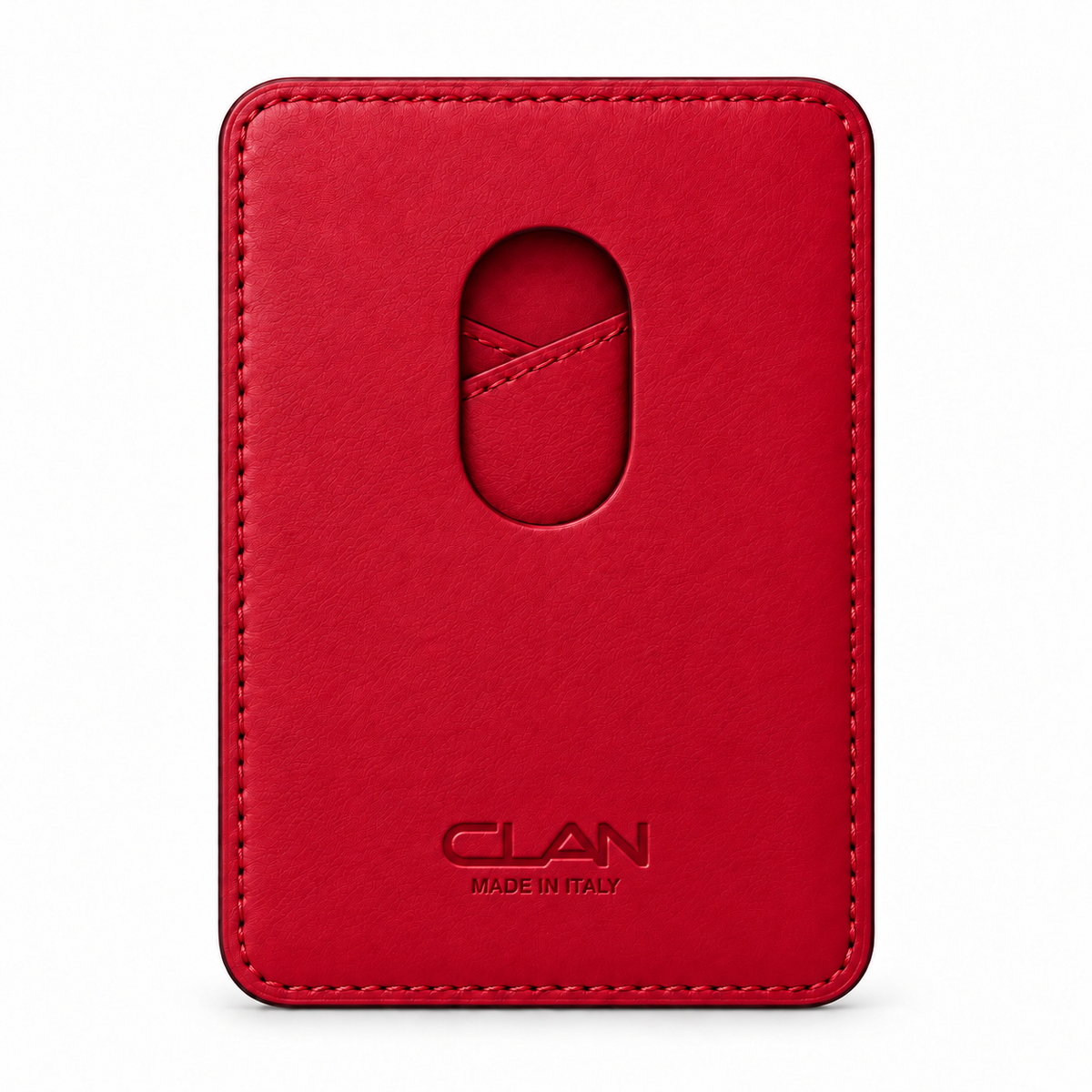 CLAN MagSafe Cross Pocket card holder — alligator and matching smooth calfskin — Red — back