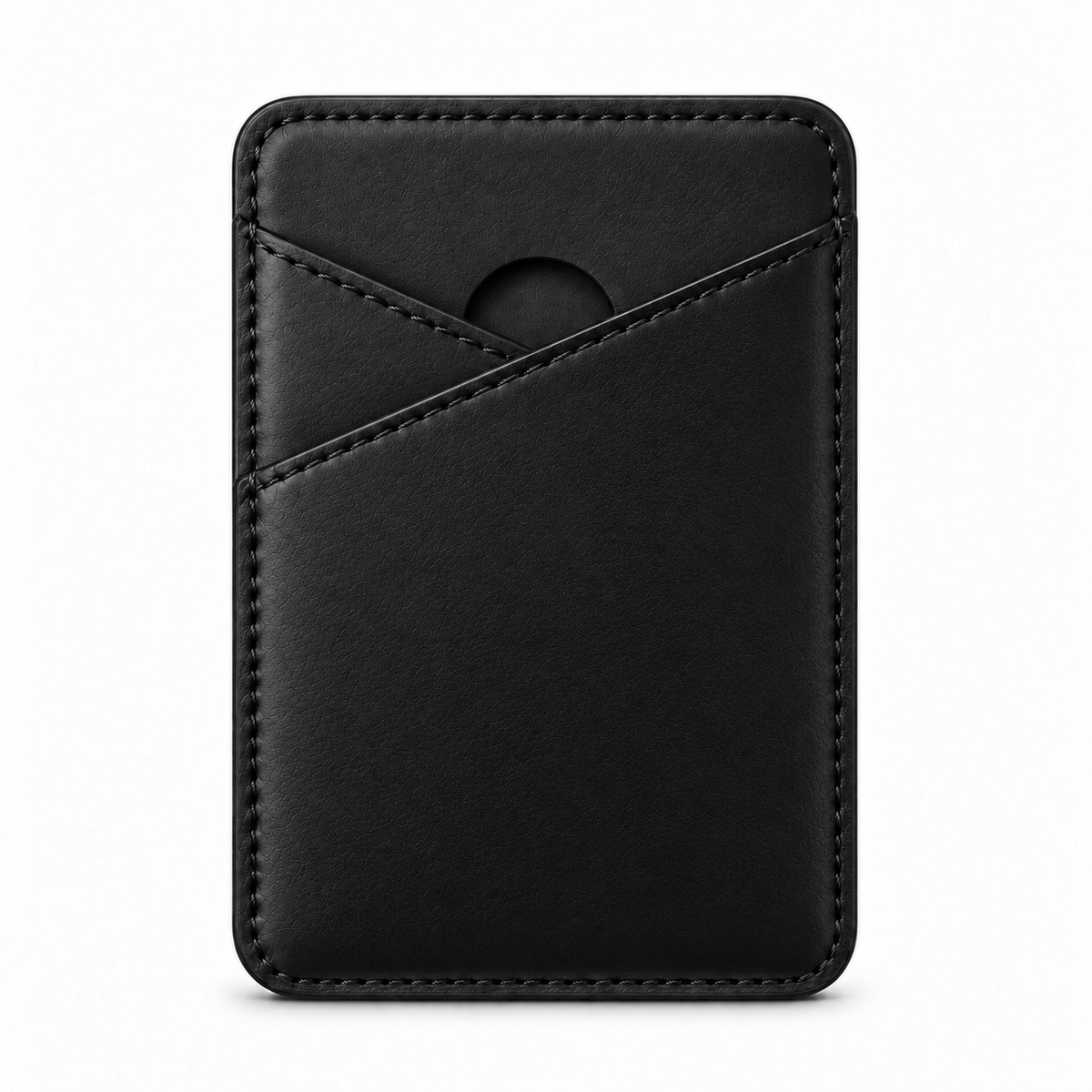 CLAN MagSafe Cross Pocket card holder — smooth calfskin — Black — front