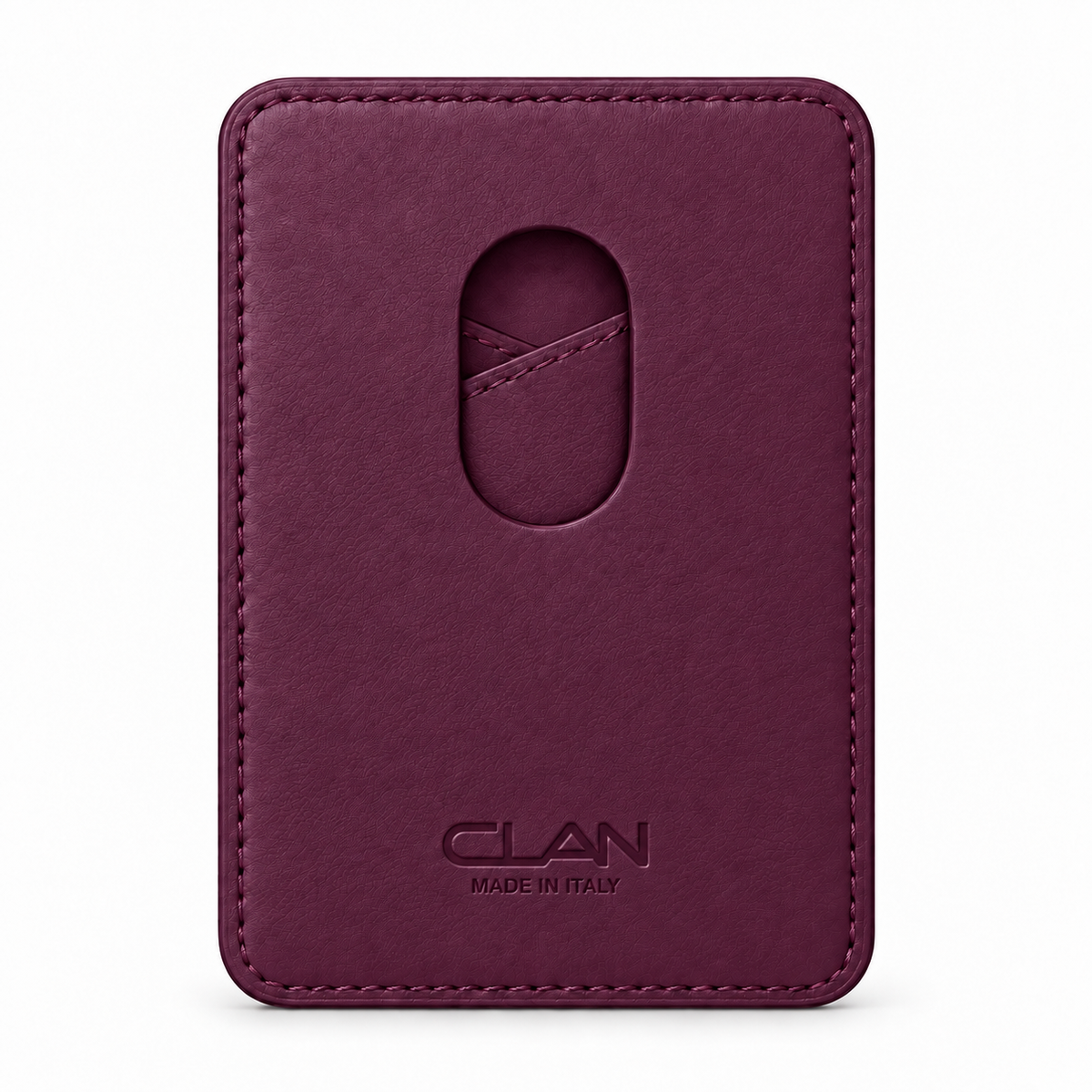 CLAN MagSafe Cross Pocket card holder — smooth calfskin — Purple — back