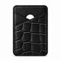 MagSafe Card Holder — Cross Pocket — Crocodile Embossed Calfskin — Black