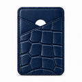 MagSafe Card Holder — Cross Pocket — Crocodile Embossed Calfskin — Blue