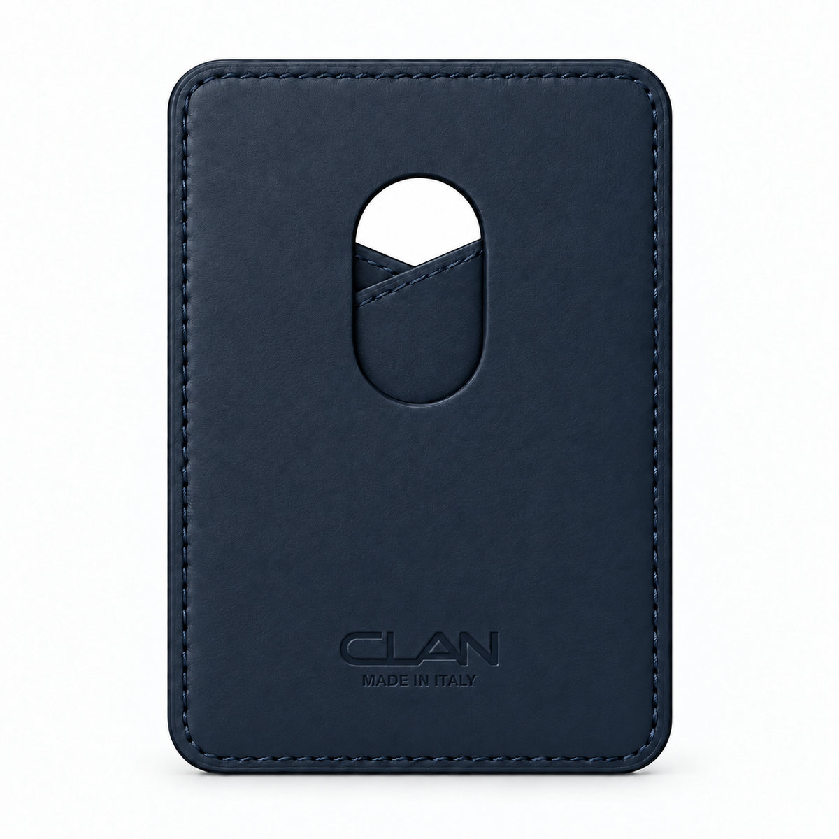 MagSafe Card Holder — Cross Pocket — Grained Calfskin — Blue