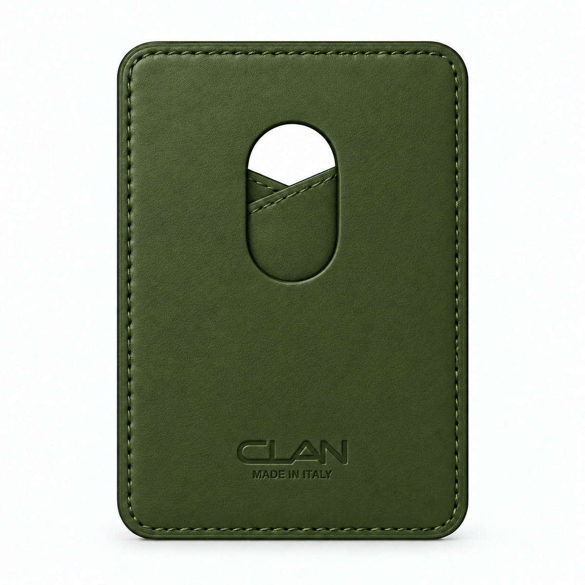 MagSafe Card Holder — Cross Pocket — Grained Calfskin — Green