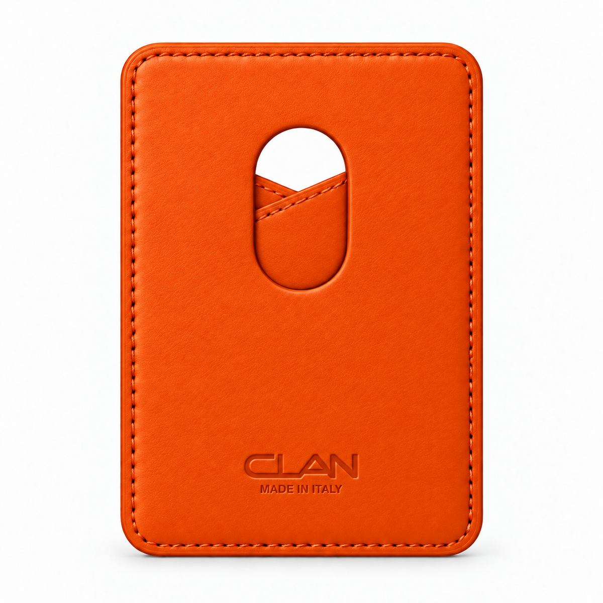 MagSafe Card Holder — Cross Pocket — Grained Calfskin — Orange