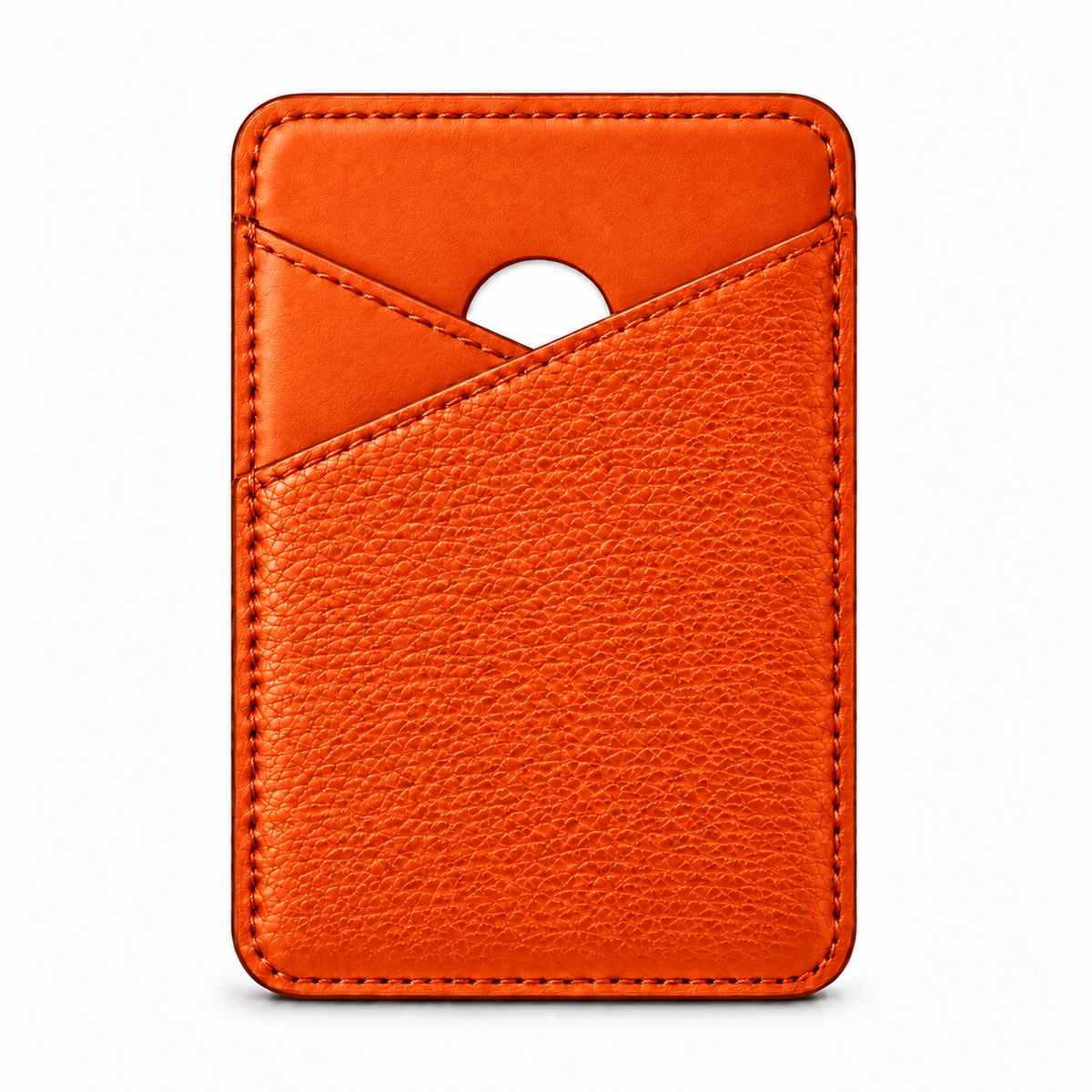 MagSafe Card Holder — Cross Pocket — Grained Calfskin — Orange