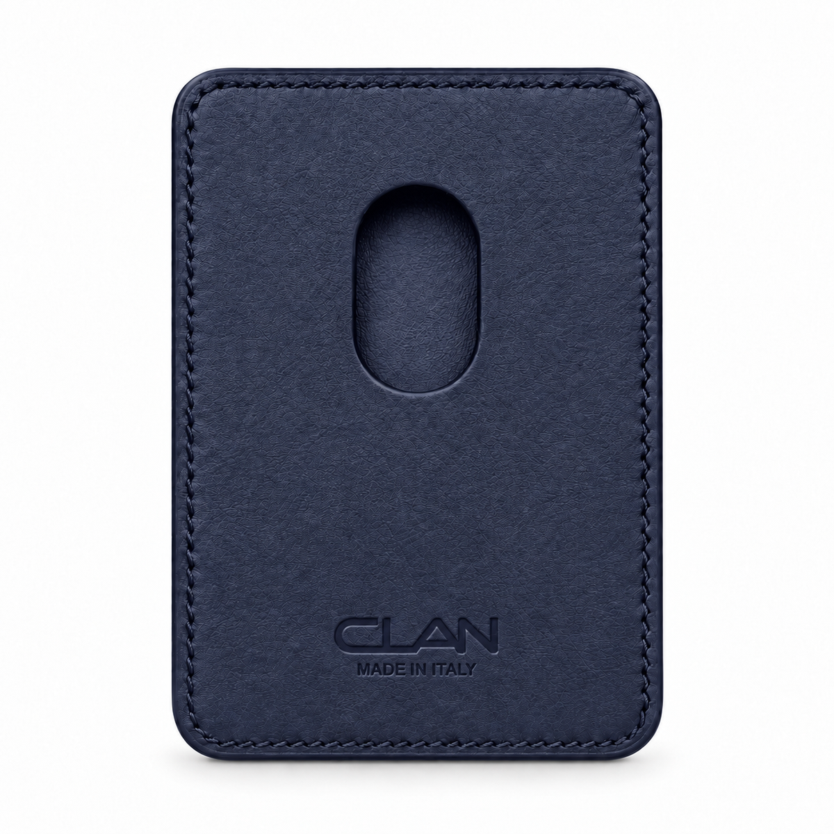 CLAN MagSafe Double Pocket card holder — alligator and matching smooth calfskin — Blue — back
