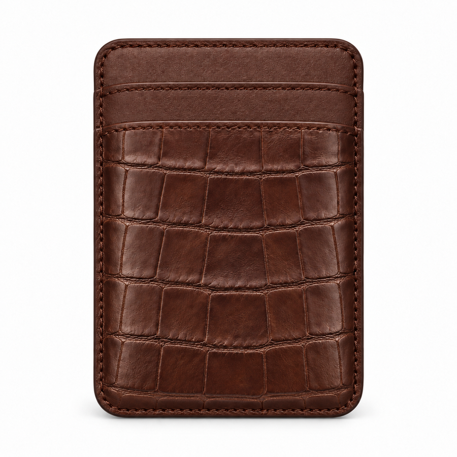 MagSafe-Kartenetui — Double Pocket — Alligatorleder — Braun