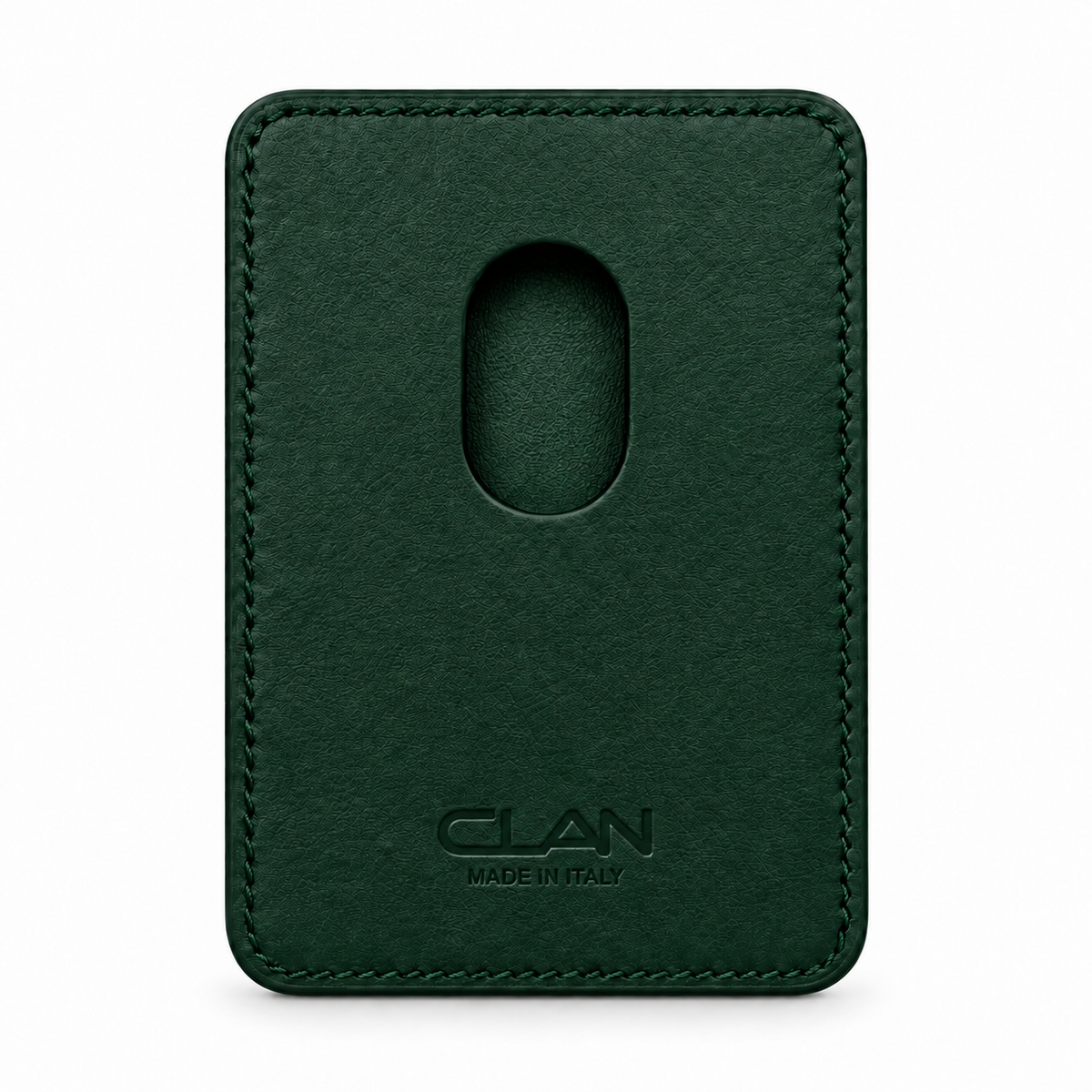 CLAN MagSafe Double Pocket card holder — alligator and matching smooth calfskin — Dark Green — back