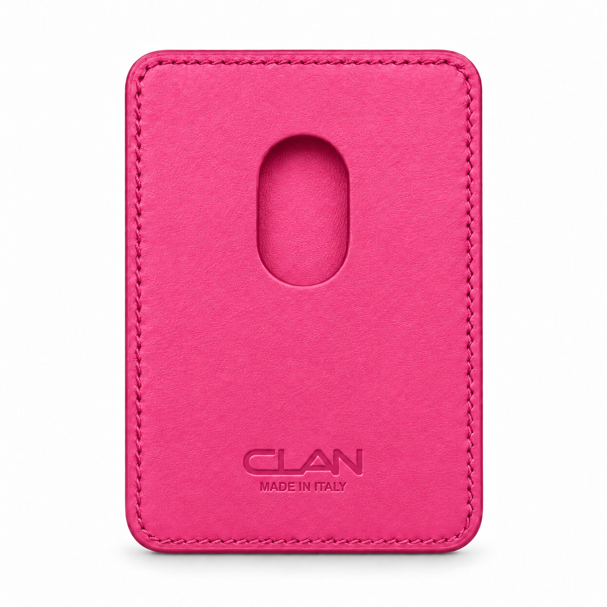 CLAN MagSafe Double Pocket card holder — alligator and matching smooth calfskin — Pink — back