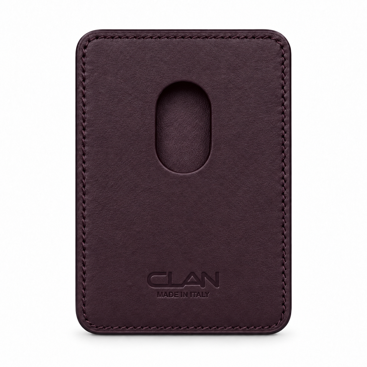 CLAN MagSafe Double Pocket card holder — alligator and matching smooth calfskin — Purple — back