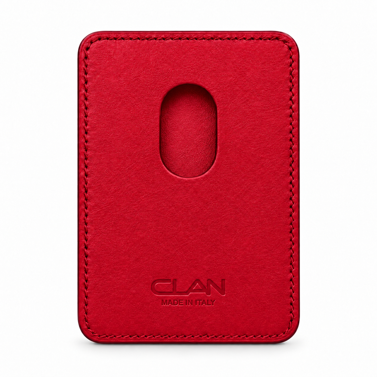 CLAN MagSafe Double Pocket card holder — alligator and matching smooth calfskin — Red — back