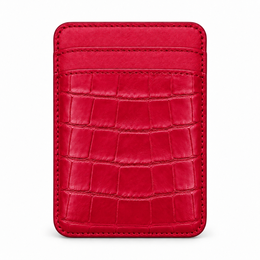 MagSafe-Kartenetui — Double Pocket — Alligatorleder — Rot