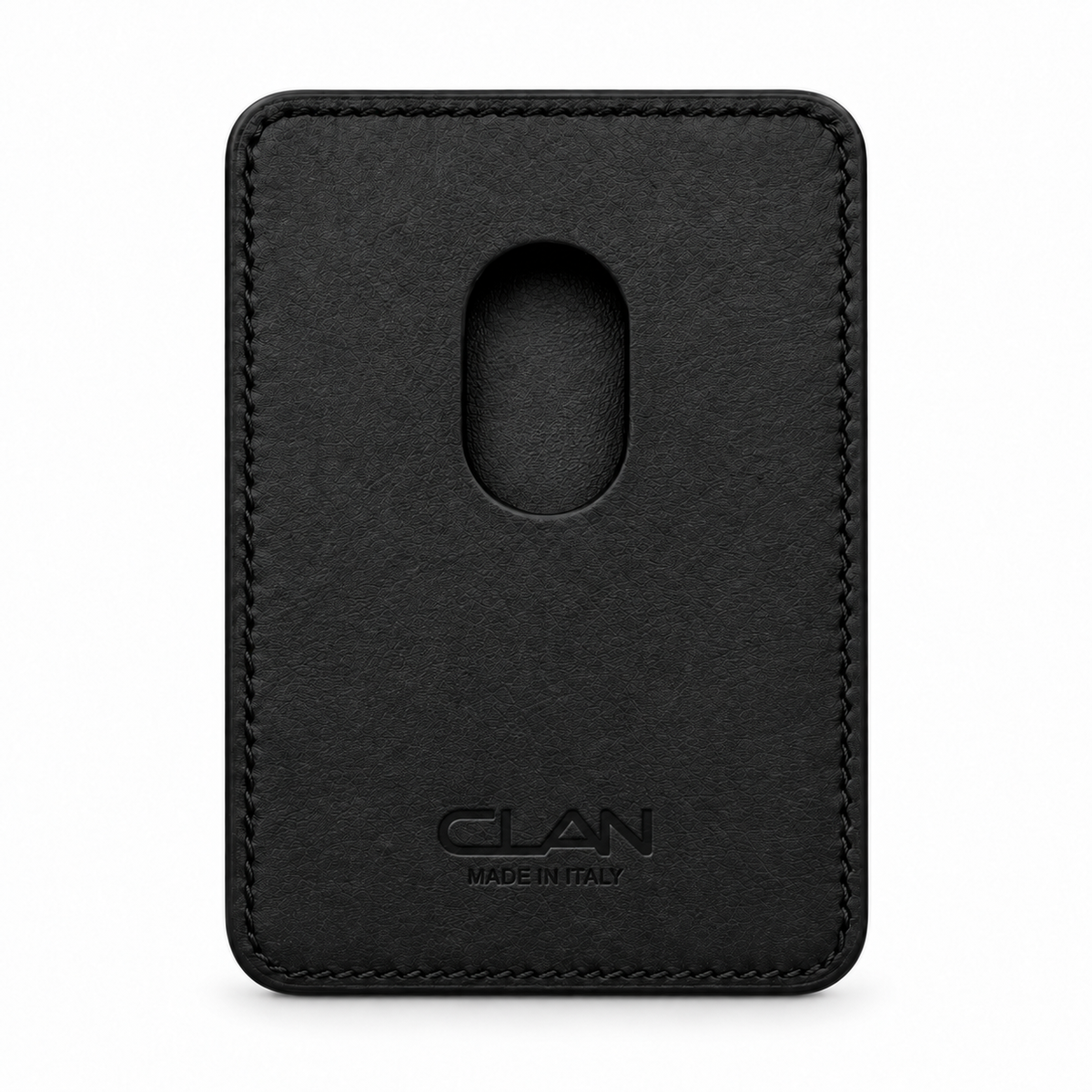 CLAN MagSafe Double Pocket card holder — smooth calfskin — Black — back