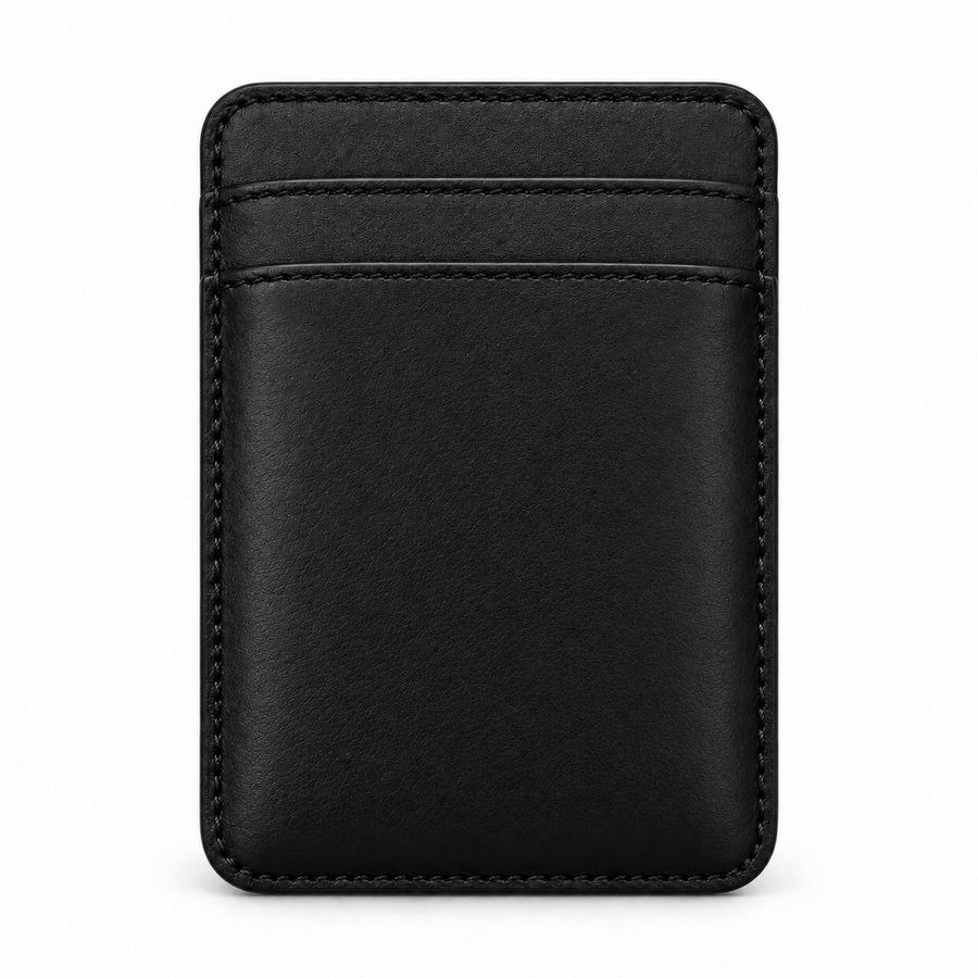 CLAN MagSafe Double Pocket card holder — smooth calfskin — Black — front