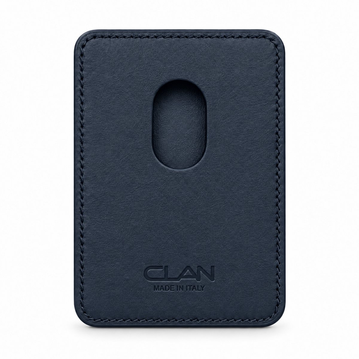 CLAN MagSafe Double Pocket card holder — smooth calfskin — Blue — back