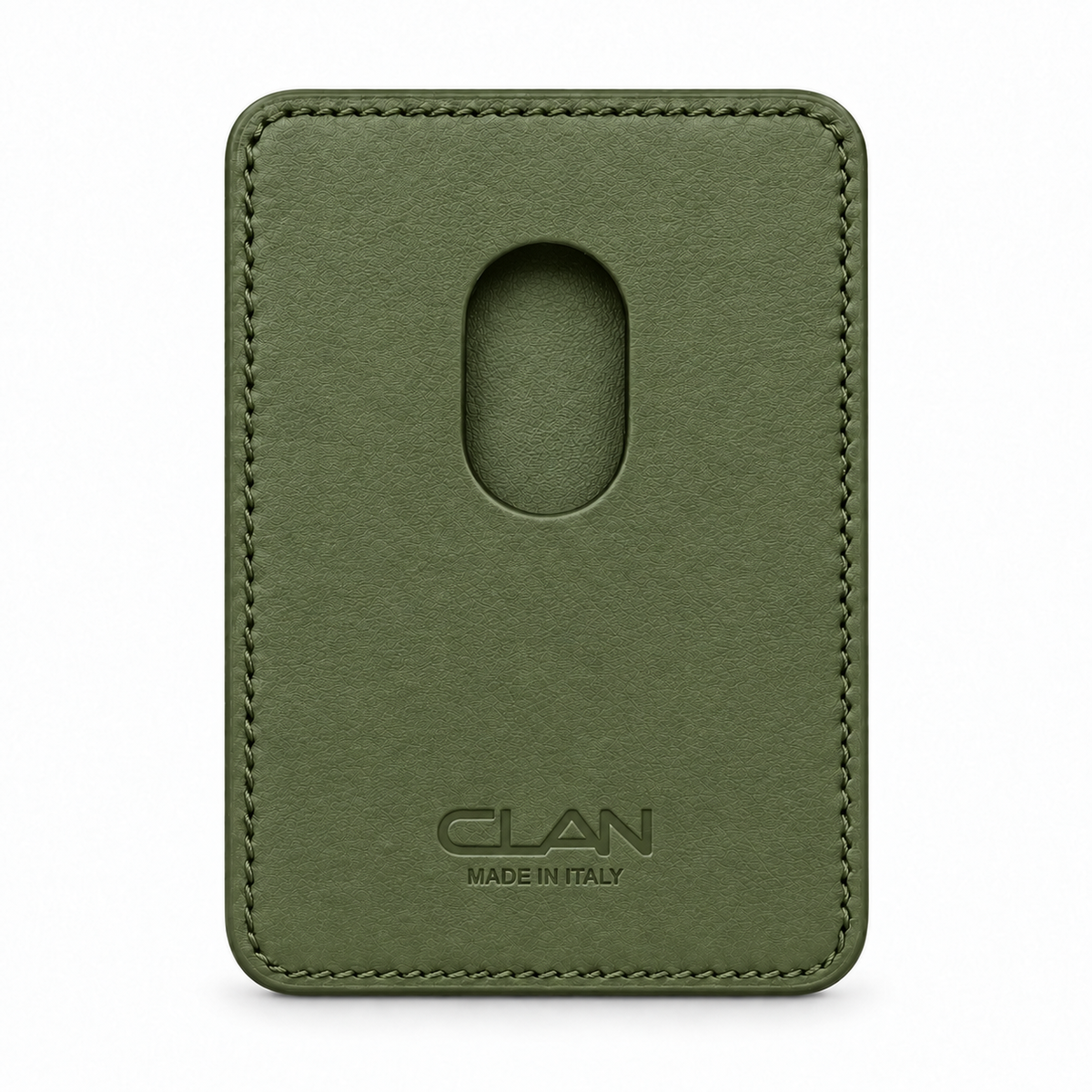 CLAN MagSafe Double Pocket card holder — smooth calfskin — Green — back