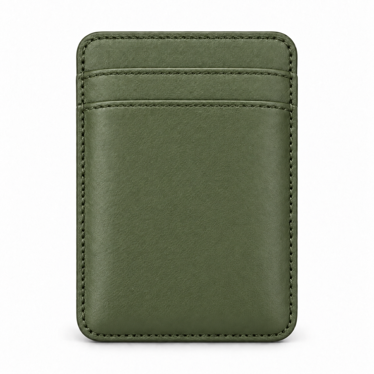 CLAN MagSafe Double Pocket card holder — smooth calfskin — Green — front