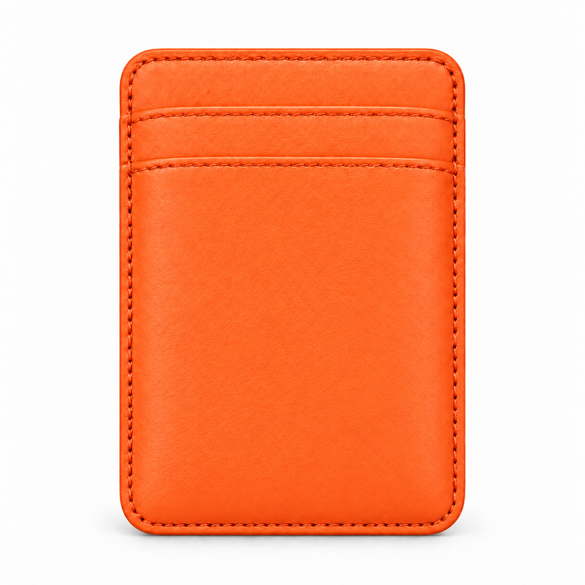 CLAN MagSafe Double Pocket card holder — smooth calfskin — Orange — front