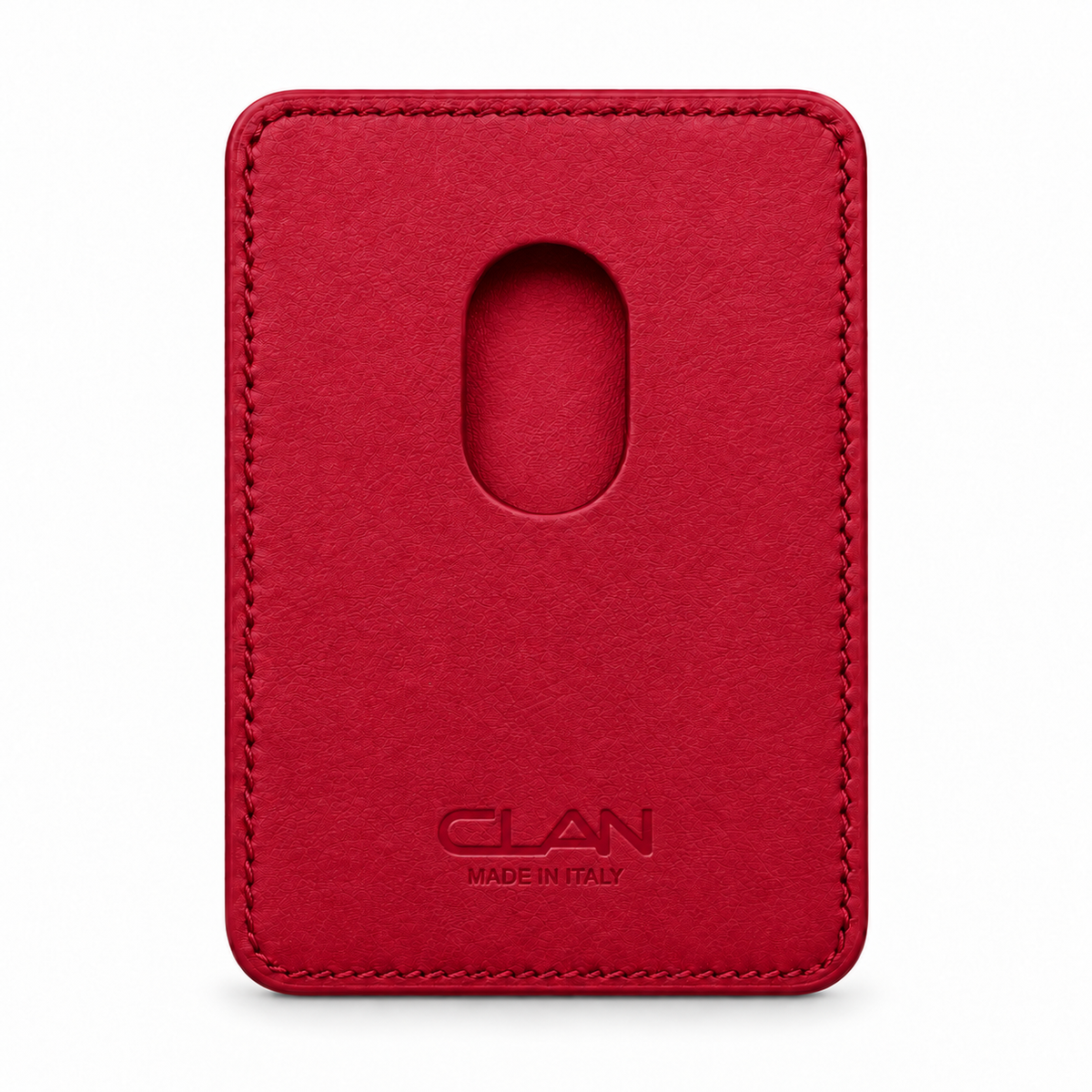 CLAN MagSafe Double Pocket card holder — smooth calfskin — Red — back