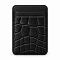 MagSafe Card Holder — Double Pocket — Crocodile Embossed Calfskin — Black
